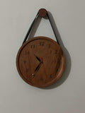 Wooden Clock with Hanging Leather String