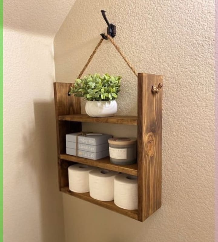 Boho Hanging Wooden Shelf with 3 Tiers – Rope Wall Rack for Storage & Display