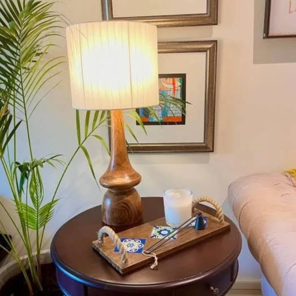 Handcrafted Solid Wood Table Lamp – Rustic & Modern Accent Lighting